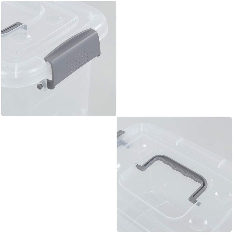 Qskely 6-Pack Clear Plastic Latch Storage Box with Lid, 5 L Clear Storage Latch Bin, F - Image 3